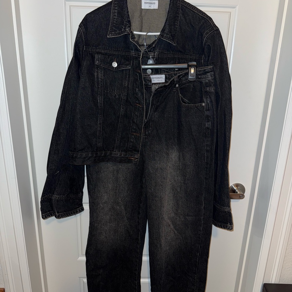 Peppermayo Washed Black Denim Jacket and jeans